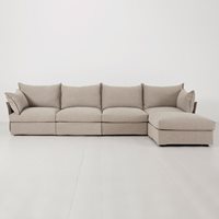 Product photograph of Swyft Sofa In A Box Model 06 Modular Linen 4 Seater Sofa With Chaise - Pumice from Cuckooland