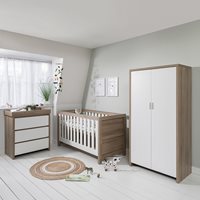 Product photograph of Tutti Bambini Modena Cot Bed 3 Piece Nursery Set - Oak White from Cuckooland