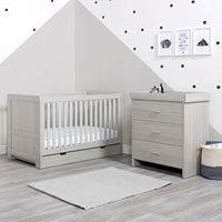 Product photograph of Ickle Bubba Pembrey Cot Bed With Under Drawer And Changing Unit - Ash Grey White from Cuckooland