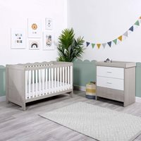 Product photograph of Ickle Bubba Pembrey Cot Bed And Changing Unit - Ash Grey White from Cuckooland