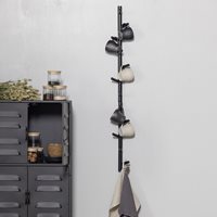 Product photograph of Woood Marrit Black Wall Mounted Coat Rack - 7 Hooks from Cuckooland