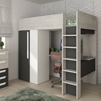 Product photograph of Trasman Mont Blanc High Sleeper With Wardrobe And Desk from Cuckooland