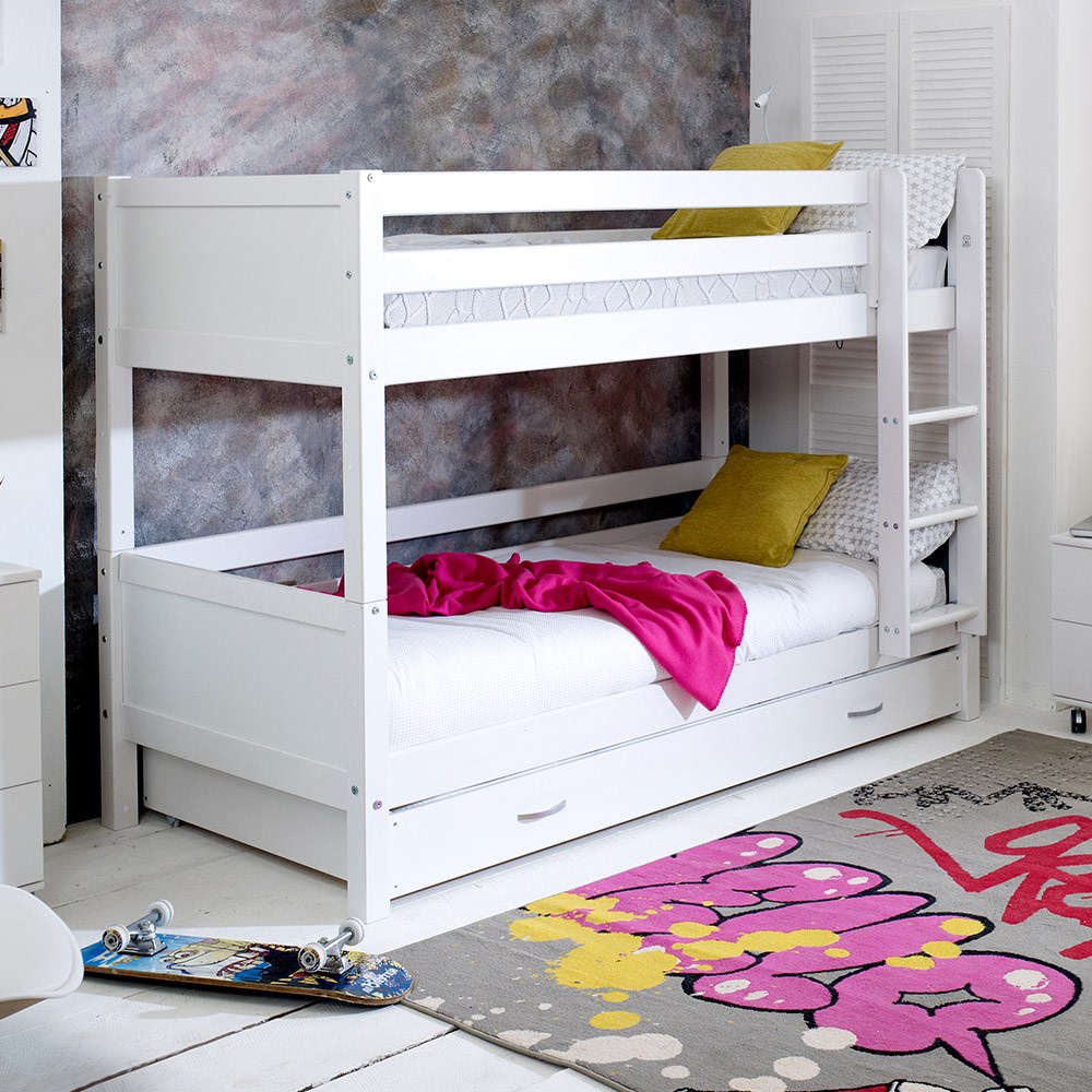 Flexa Nordic Kids Bunk Bed 3 In White, 3 Child Bunk Bed