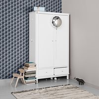 Oliver Furniture Contemporary Wood 2 Door Wardrobe in White