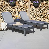Keter Jaipur Sun Lounger Set with Ice Cube Side Table
