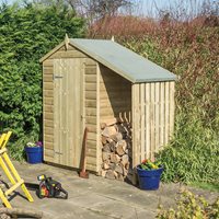 Rowlinson Oxford 4 x 3 Garden Shed with Lean To in Natural Timber