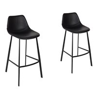 Product photograph of Dutchbone Set Of 2 Franky Bar Stools In Black Pu Leather from Cuckooland