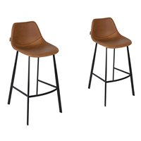 Product photograph of Dutchbone Set Of 2 Franky Bar Stools In Brown Pu Leather from Cuckooland