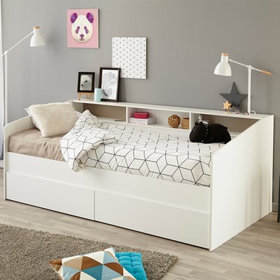 single bed with storage for teenager