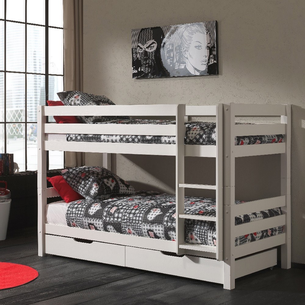 Pino Kids Bunk Bed In White Beds, Kids Bunk Beds With Storage