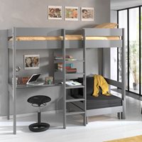 Product photograph of Vipack Pino Kids High Sleeper With Sofa Bed - Grey from Cuckooland