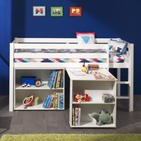 Product photograph of Vipack Pino Kids Cabin Bed With Desk And Bookcase - White from Cuckooland