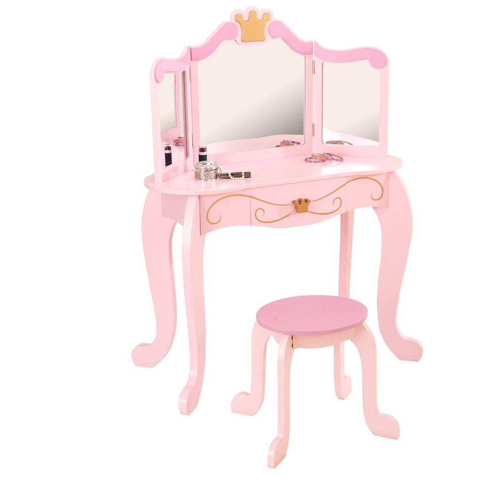 Kids Vanity Table And Stool In Princess, Toy Vanity Table