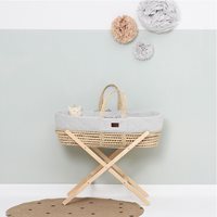 Product photograph of Little Green Sheep Natural Quilted Moses Basket With Mattress Stand from Cuckooland