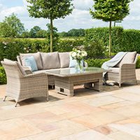 Maze Rattan Cotswold 3 Seat Sofa Dining Set with Rising Table