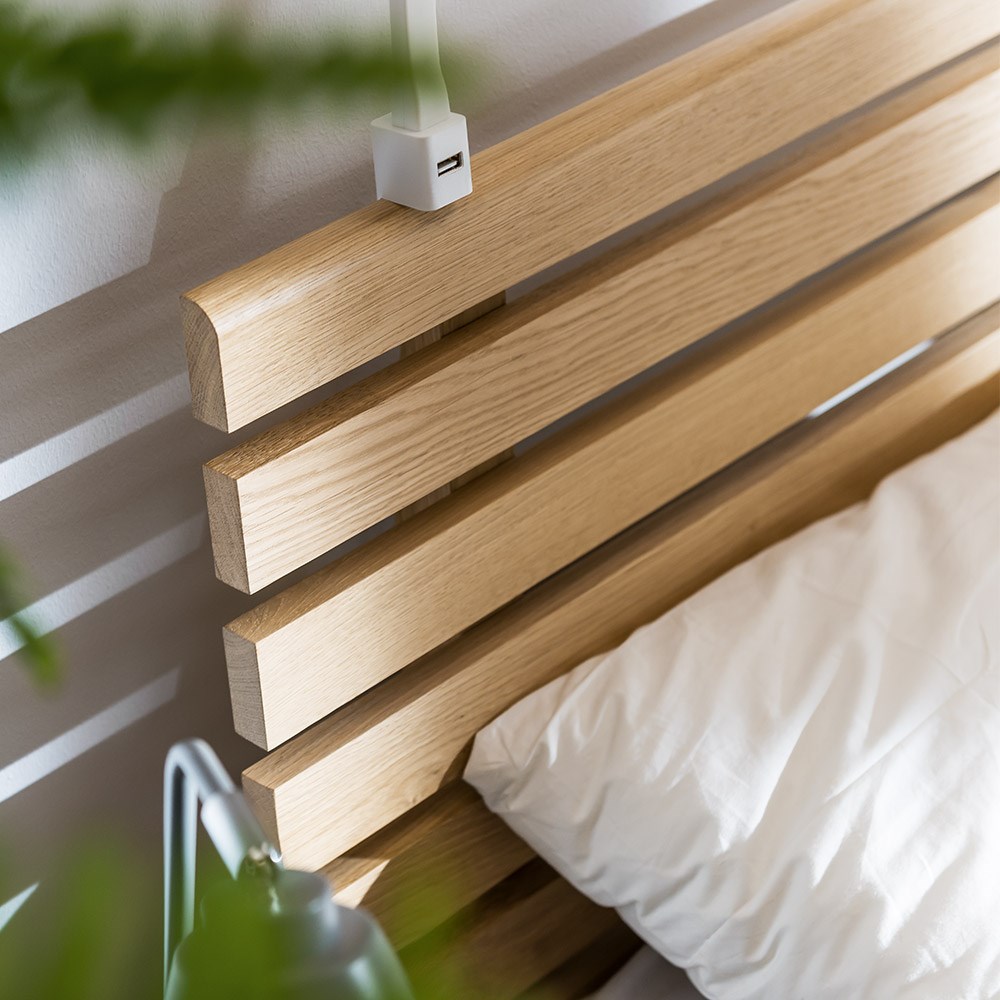 Vox Nature Bed With Slatted Headboard, Slatted Headboard With Shelves