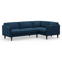 Hutch Rise Velvet 5 Seater Slim Corner Sofa with Curve Arms 