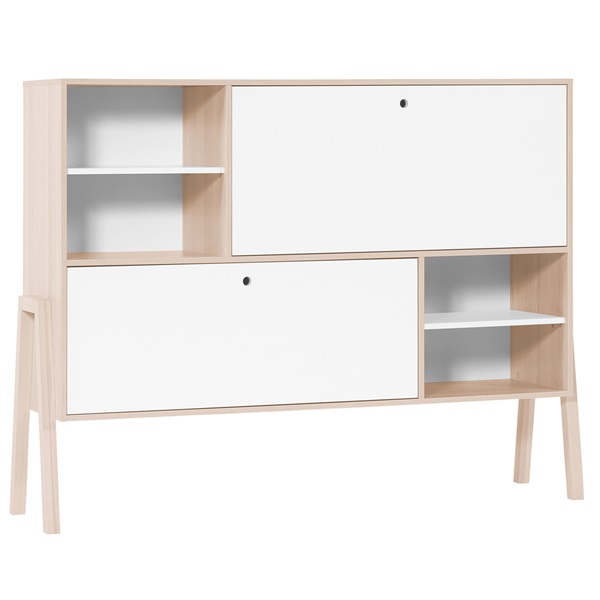 SPOT SIDEBOARD WITH SHELVES & 2 CUPBOARDS in Acacia and White
