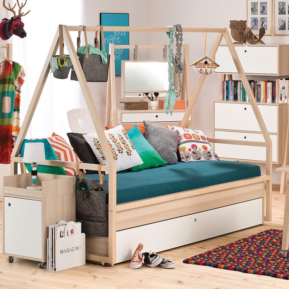 Vox Spot Kids Tipi Bed Frame With Trundle Drawer In White - Vox | Cuckooland