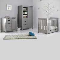 Obaby Stamford Mini Sleigh Cot Bed 3 Piece Nursery Set in Taupe Grey
