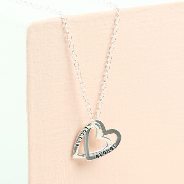 PERSONALISED INTERLOCKING HEARTS NECKLACE in Sterling Silver