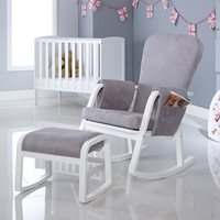Product photograph of Ickle Bubba Dursley Rocking Chair And Stool - Pearl Grey from Cuckooland