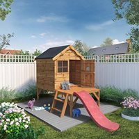 Product photograph of Mercia Kids Snug Pine Playhouse With Tower Slide from Cuckooland