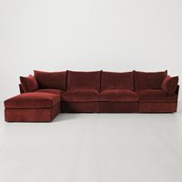 Product photograph of Swyft Sofa In A Box Model 06 Modular Royal Velvet 4 Seater Sofa With Chaise - Burgundy from Cuckooland
