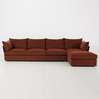 Product photograph of Swyft Sofa In A Box Model 06 Modular Velvet 4 Seater Sofa With Chaise - Vine from Cuckooland