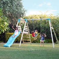 Product photograph of Tp Toys Knightswood Double Wooden Swing Set With Glider from Cuckooland