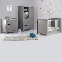 Obaby Stamford Classic Sleigh Cot Bed 3 Piece Nursery Set in Taupe Grey