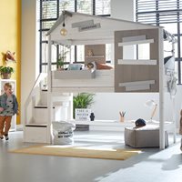 Product photograph of Lifetime The Hideout Mid Sleeper Luxury Kids Bed With Storage Steps - Lifetime Whitewash from Cuckooland