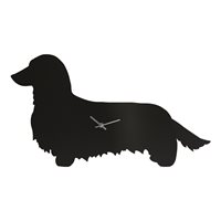 Product photograph of Wagging Tail Long Haired Dachshund Dog Clock from Cuckooland