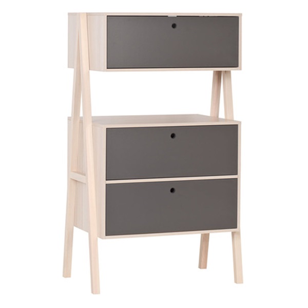 SPOT CHEST OF THREE DRAWERS in Acacia and Graphite