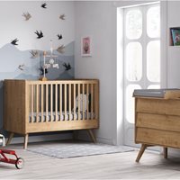 Product photograph of Vox Vintage 2 Piece Cot Bed Nursery Furniture Set In A Choice Of Oak Or 5 Pastel Colours - Pink from Cuckooland