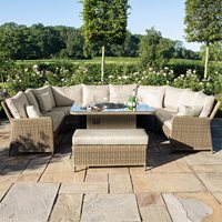 Product photograph of Maze Rattan Winchester Royal U-shaped Sofa Set With Fire Pit from Cuckooland