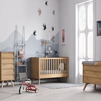 Product photograph of Vox Vintage 3 Piece Cot Bed Nursery Set In A Choice Of Oak Or 5 Pastel Colours - White from Cuckooland