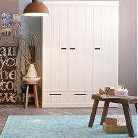 Woood Connect Solid Pine 3 Door Wardrobe with Storage in White
