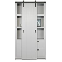 Product photograph of Barn Cabinet With Sliding Door In Concrete Grey By Woood from Cuckooland