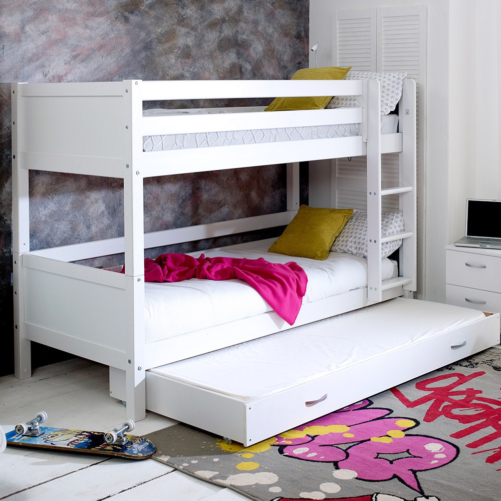 Flexa Nordic Kids Bunk Bed 3 In White, White Bunk Bed With Trundle