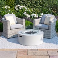 Product photograph of Maze Rattan Round Gas Fire Pit Coffee Table - Pebble White from Cuckooland