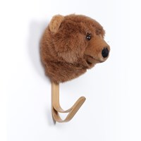 Kids Brown Bear Plush Animal Head Coat Hook