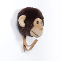 Product photograph of Kids Monkey Plush Animal Head Coat Hook from Cuckooland