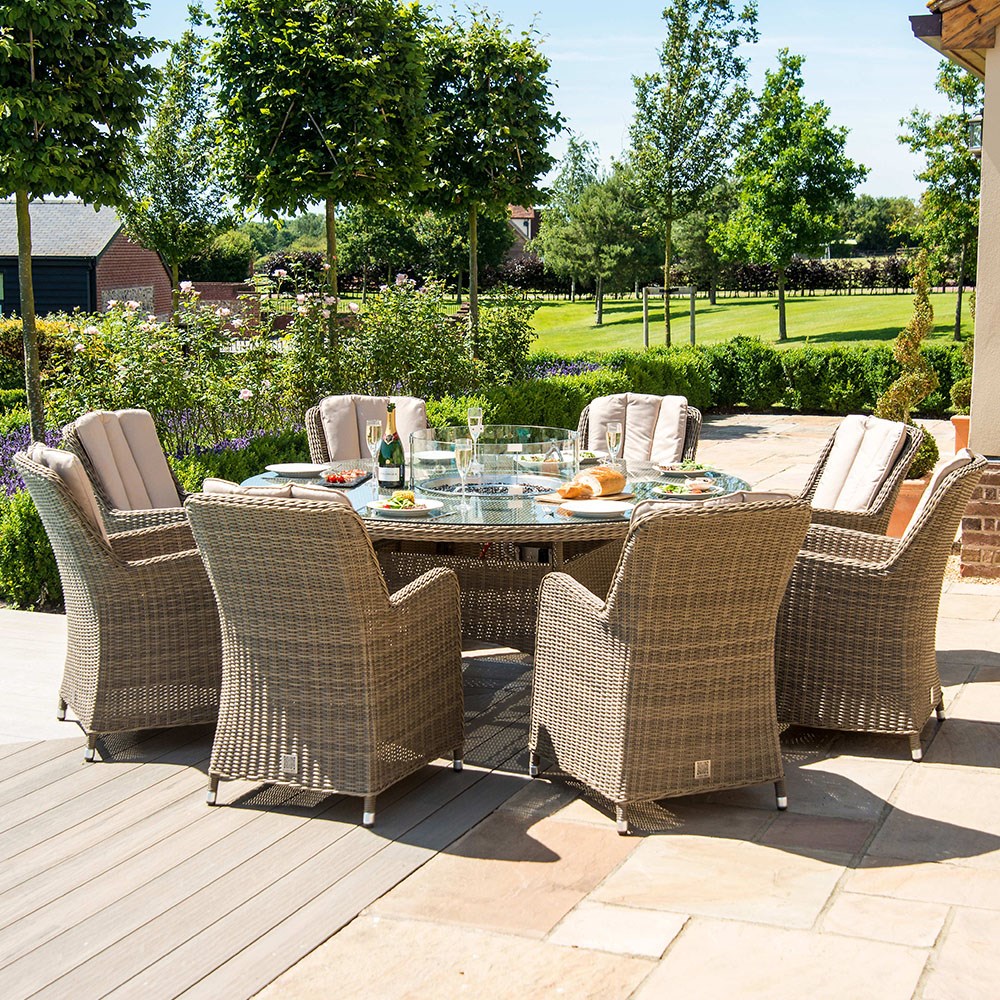 Maze Rattan Winchester Round Fire Pit Dining Set With ...