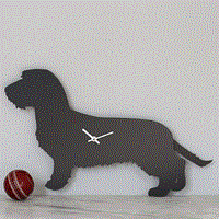 Product photograph of Wagging Tail Wire Haired Dachshund Dog Clock from Cuckooland