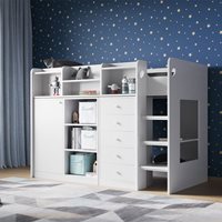 Product photograph of Kids Wizard High Sleeper Storage Bed In White from Cuckooland