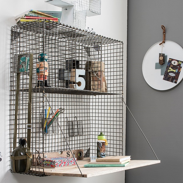 WIRE WALL UNIT with Fold Out Desk