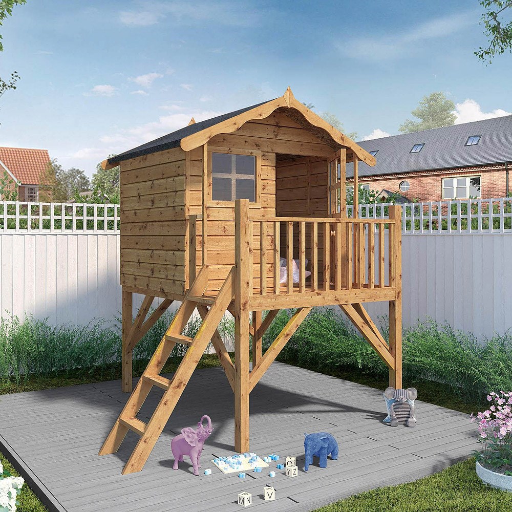 Mercia Kids Poppy Wooden Playhouse With Tower - Mercia Garden Products ...