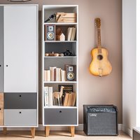 Vox Concept Narrow Bookcase in White & Grey