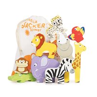 Le Toy Van Petilou FSC Wooden Africa Animal Stacker Tower and Bag